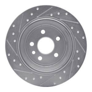 Land Rover LR2 Brake Rotor (1) - Rear Right - R1 Concepts - Drilled & Slotted - Silver - `13-`15
